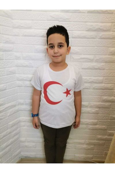 Hakem triko Tricou alb cu steagul turcesc imprimat