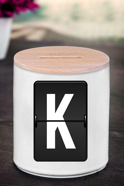 Bytwo Κουμπαράς με γράμμα K (ΚΕΡΑΜΙΚΟ) - Κορδέλα K - K32