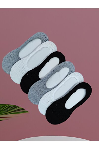 erceys Дамски 6 чифта жакардови плетени дантелени балерини с кант