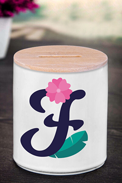 Bytwo Kasica prasica sa slovom F (KERAMIKA) - Cvjetni uzorak F -K218