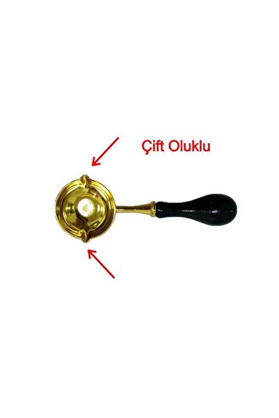 Profisher Mum Mühürü Çinko Eritme Kaşığı Çift Oluklu Ahşap Su Siyah Saplı