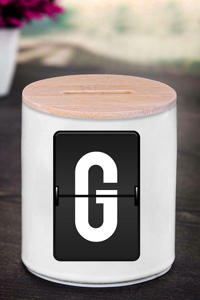 Bytwo Κουμπαράς με γράμμα G (ΚΕΡΑΜΙΚΟ) - Κορδέλα G - K30