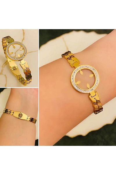 The Collection Tarnish Stainless Steel Quarter Clamp Bracelet Barley Broad Bean Quarter Bracelet