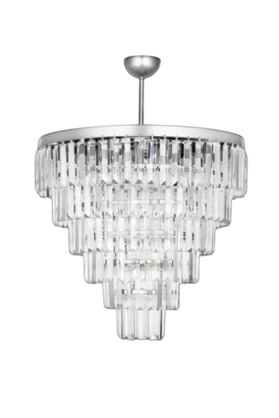 Birsen Aydınlatma Nilsa Gümüş 50x50 Cm'Lik Kristal Taşlı Lüks Avize - Yatak Odası - Salon - Mutfak - Hol