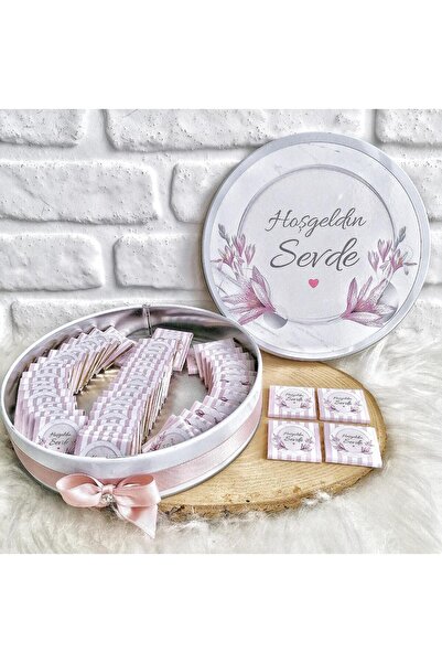 Angel Gift Chocolate 100 Adet Çiçek Konseptli İsme Özel Hoşgeldin Kız Bebek H...