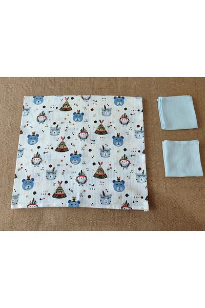Alpıno MUSLIN BLANKET MUSLIN BLANKET ALPINOBABY 100% COTTON (85 cm * 85 cm) + 2 handkerchiefs