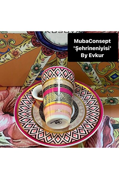 Genel Markalar Içe Geçmeli Tabağı Ayaklı 6 Lı Kahve Fincan Takımı