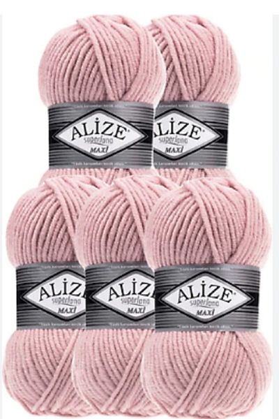 Alize 5 τεμάχια Süperlana Maxi Powder 161 Παχύ πλεκτό με νήμα γιλέκο ζακέτα με νήματα μαντήλι Beanie πουλόβερ