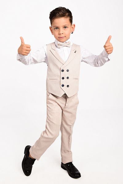 Merdia Kids Boy's Suit 6-Button Shawl Collar Vest Bow Tie Tuxedo