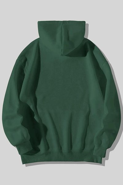 mw memowear Унисекс зелен суичър с голям размер с качулка