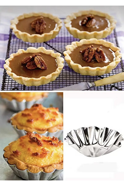 M Mimoza Park 6 Adet - Mini Tart Kalıbı Çiçek Model / Kek Kalıbı/ Metal Paslanmaz / Mutfak