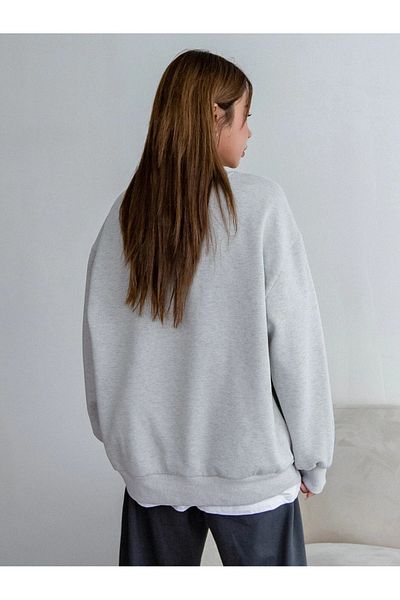PALPİTO Hanorac oversize cu imprimeu gri Moment Day pentru femei