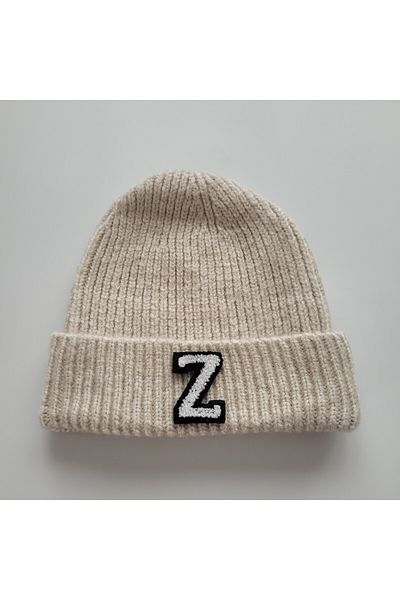 initialess Z Letter Mohair Folded Wool Beret