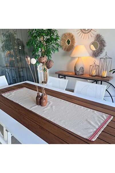 desen izmir Linen Linen, Jute Texture, Red Stripe, Decorative Design Runner