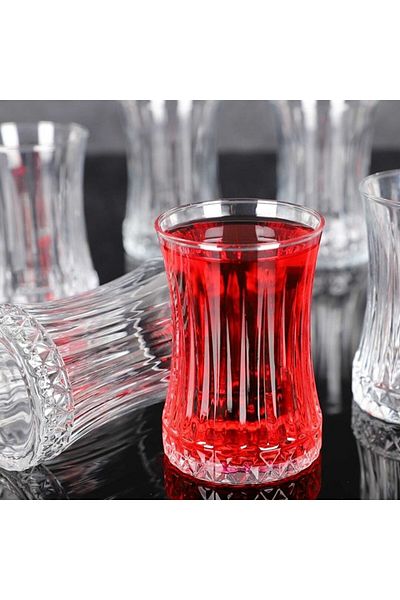 Paşabahçe Elysia Glass Tea Cup Striped Tea Cup