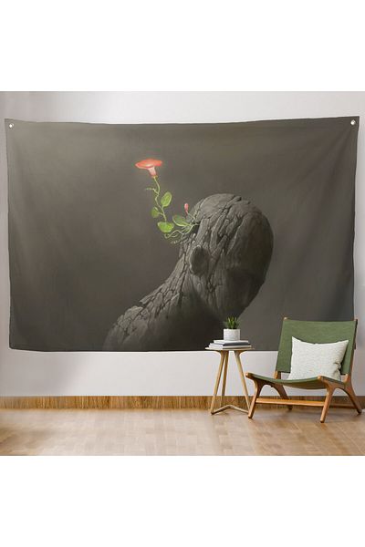 Harita Sepeti Yeşeren Idealı Canvas Wall Tapestry - Wall Cloth 4034