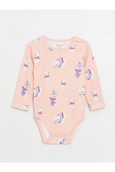LC Waikiki LcwBaby- Crew Neck Printed Long Sleeve SnapBodyforBabyGirlSetof 2