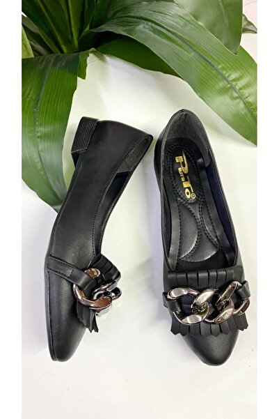 PUNTO 473021 Zincirli Püsküllü Düz Taban Babet