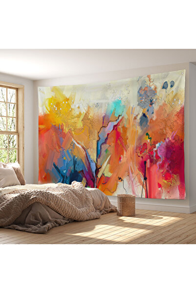 Harita Sepeti Duvar Örtüsü Soyut Yağlıboya Görünümlü Kaliteli Kanvas Duvar Ha...