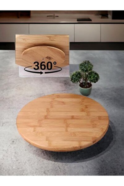 Akkoyunlu home Bambu Dönerli Pizza Tahtası 31cm Sunum Tepsisi