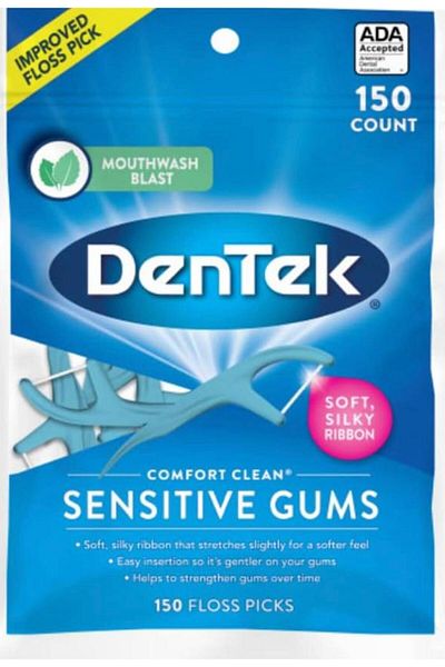 DENTEK Sensitiven Clean Fluoride Dental Floss - 150pcs Sensitive