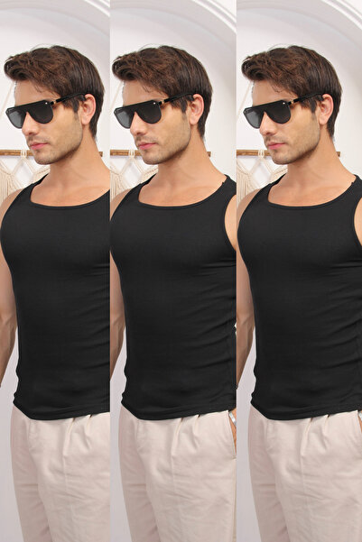 CATSPY Set de cămașă de corp cu nervuri negre din Lycra pentru bărbați