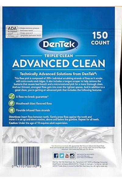DENTEK Triple Advanced Clean Fluoride and Mint Dental Floss 150 pcs