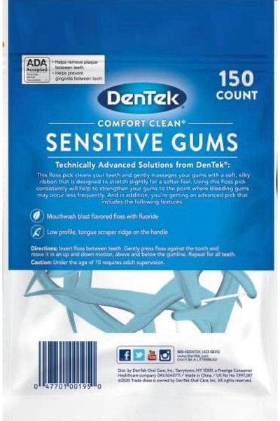 DENTEK Sensitiven Clean Fluoride Dental Floss - 150pcs Sensitive