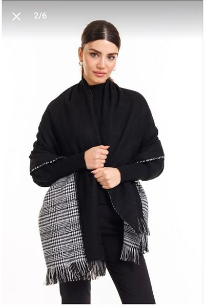 Nilbutik Double Sided Plaid Wool Shoulder Shawl - 70x190cm - Winter Shawl