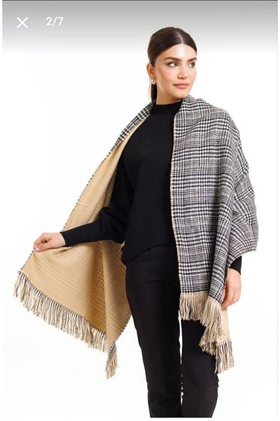 Nilbutik 70x190cm Winter Shoulder Shawl - Double Sided Plaid Wool
