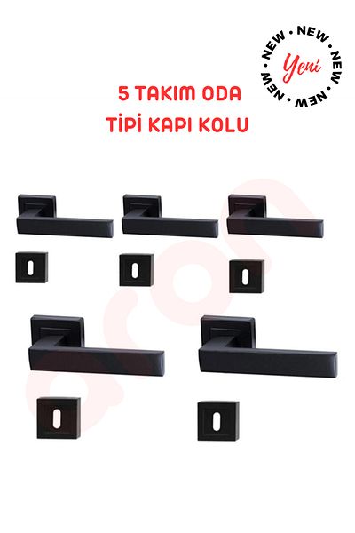 ARON (5 SETS) LAMA HANDLE MATT BLACK SQUARE DOOR HANDLE WITH BADGE ALUMINUM / STEEL