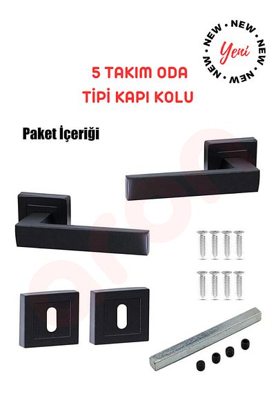 ARON (7 SETS) LAMA HANDLE MATT BLACK SQUARE BADGE 3+1 CIRCLE SET DOOR HANDLE ALUMINUM / STEEL