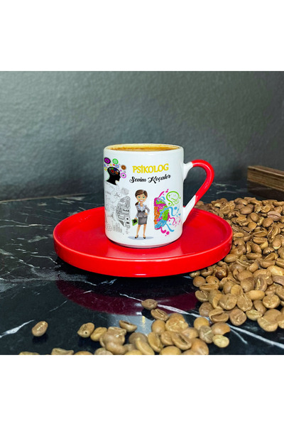 Hediyelen Psikolog Kırmızı Türk Kahvesi Fincanı