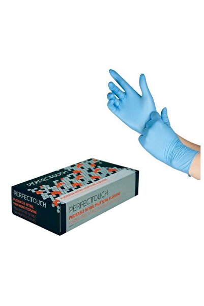 PERFECTTOUCH Perfect touch Nitril Mavi Eldiven Pudrasız Small Beden 100'lü Paket