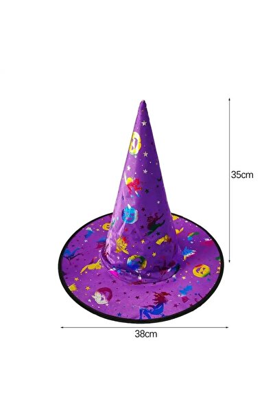 QUEEN AKSESUAR Imported luxury bright patterned halloween party costume hat halloween witch purple adult children