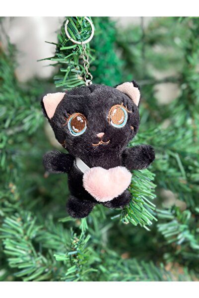 QUEEN AKSESUAR هدية جديدة مستوردة من القطيفة على شكل قلب لطيف على شكل قطة سود...