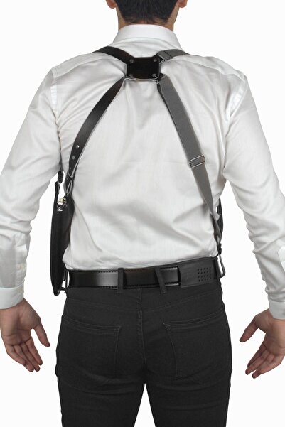 Polis Sepeti Dik Desenli Deri Koltuk Altı Tabanca Kılıfı Siyah-Universal