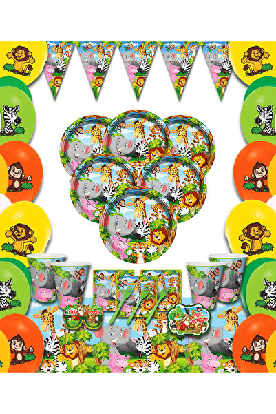 Yogi parti مجموعة مستلزمات حفلات أعياد الميلاد المكونة من 8 قطع من سفاري