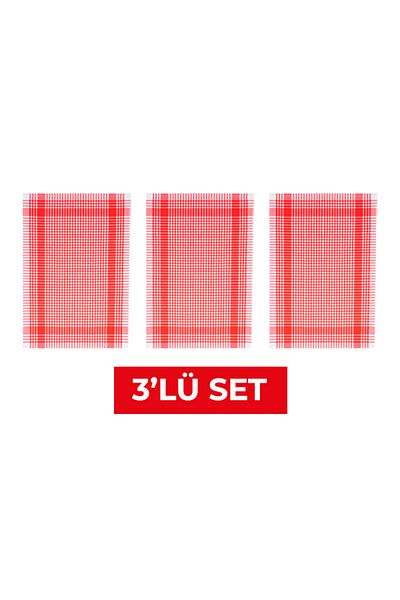 Tuable Pöti Checked 3-Piece Drying Cloth Red 45x70cm