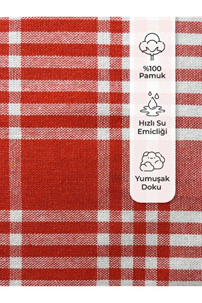 Tuable Pöti Kareli 3'lü Kurulama Bezi Kırmızı 45x70cm