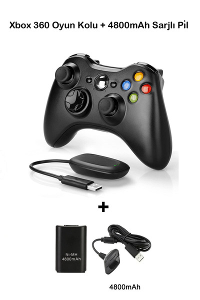 WOTOBE Xbox 360 Pc Uyumlu Kablosuz Analog Oyun Kolu Ve 4800mah Batarya Seti