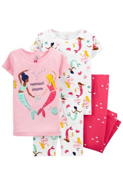 Carter's Kız Bebek Deniz Kızı Desenli Pijama 4'lü Paket