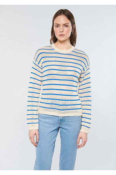 Mavi Pulover alb cu dungi Regular Fit / Croială normală 1710237-83992