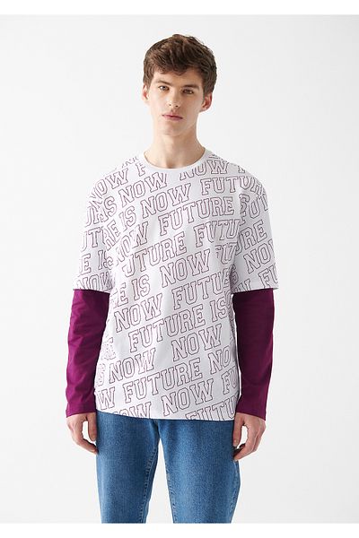 Mavi Μέλλον εμπριμέ Λευκό T-Shirt Oversize / Wide Cut 0610974-620