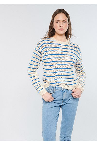 Mavi Pulover alb cu dungi Regular Fit / Croială normală 1710237-83992