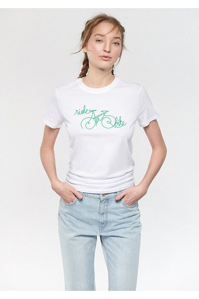 Mavi Bicycle printed White T-Shirt Slim Fit / Slim Fit 1611194-620