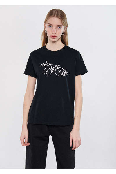 Mavi Tricou Negru Imprimat Bicicletă Slim Fit / Slim Fit 1611194-900