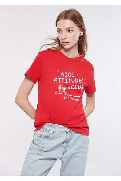 Mavi Nice Attitude Printed Red T-shirt Regular Fit / Normal Cut 1611256-70471