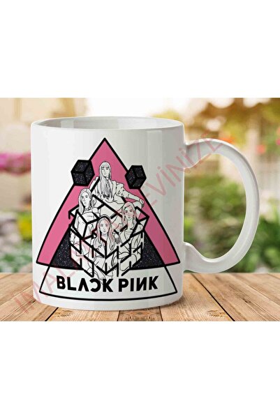 ART HEDİYE كوب هرم مثلث أسود وردي مطبوع على الجانبين.jpg