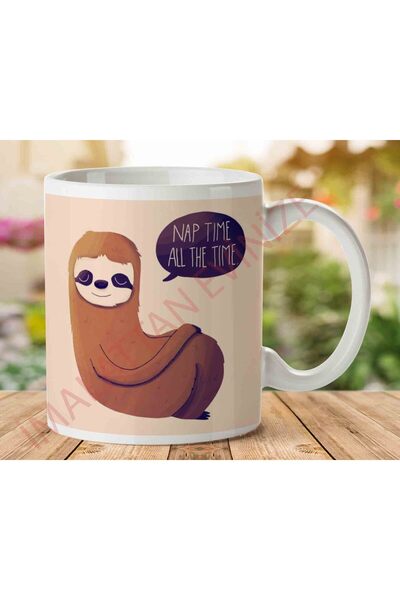ART HEDİYE كوب مطبوع عليه وجهين من Lazy Animal Nap Time Sloth.jpg